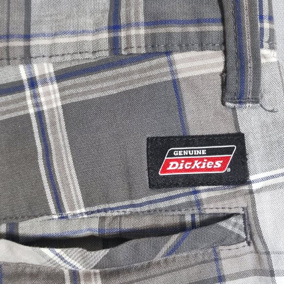 Dickies flat front lightweight shorts men's size 32 grey white chequered - Picture 6 of 13